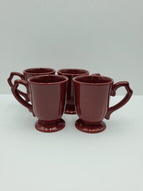 Home Trends Red Footed Mugs HTS3 Burgundy Red Pedestal Mugs